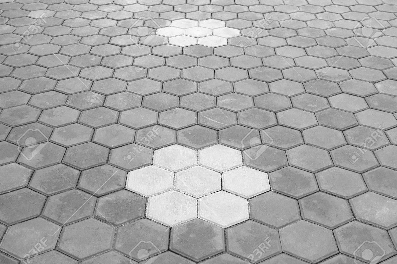 Paving Hexagon brick walkway ;The pattern of stone block paving